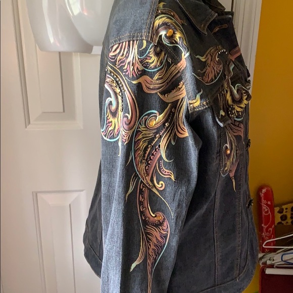 DG2 Diane Gilman painted jean jacket medium - Picture 5 of 9